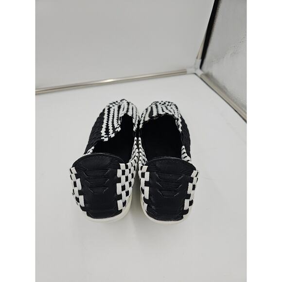 Womens Platform Wedge Braided Walking Shoe Black And White Basket Weave size 42 - Picture 3 of 4